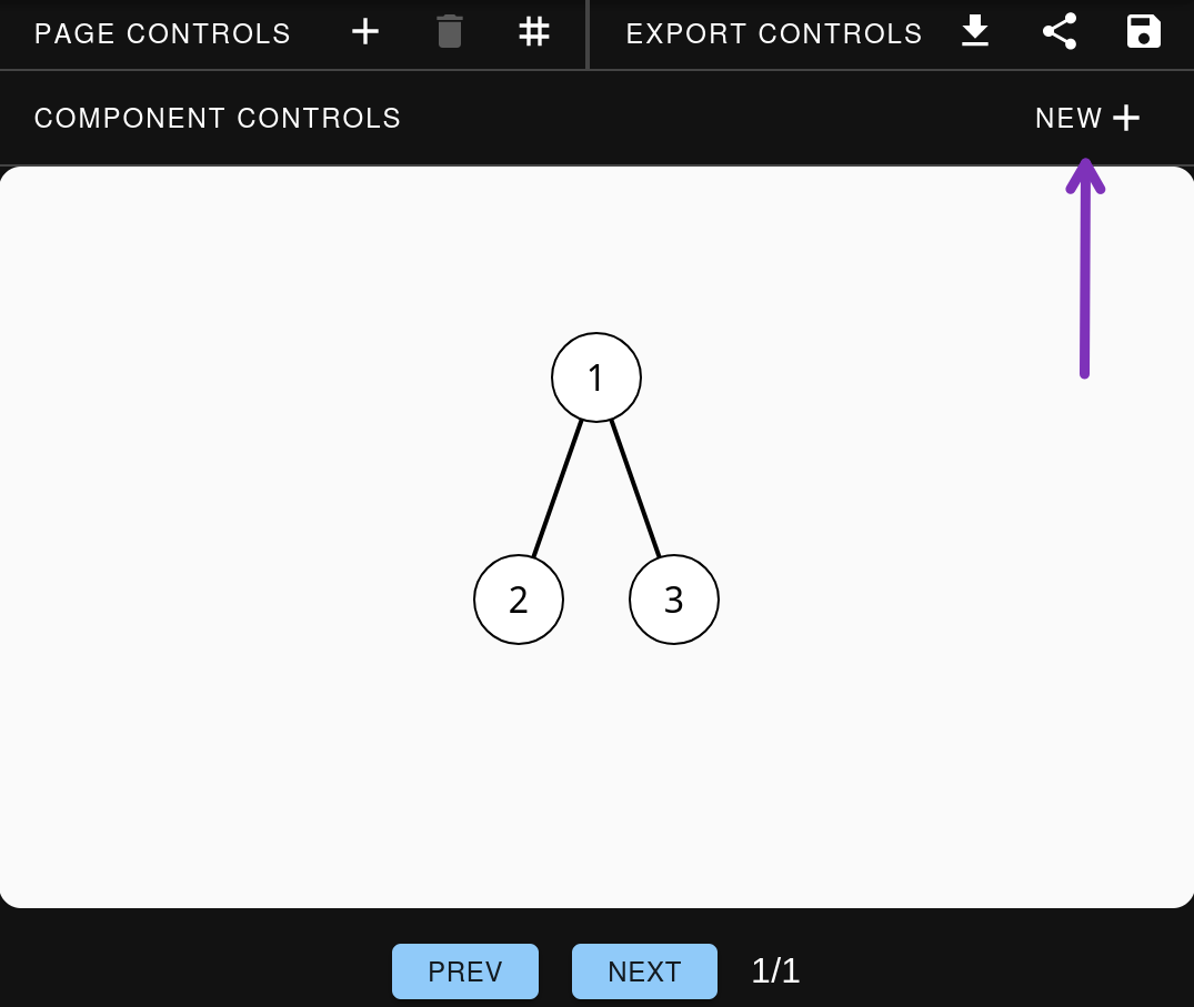 Image showing where the create component button is